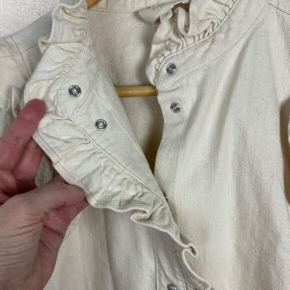 Sezane Eva Shirt Mottled Ecru Size 36 French / US 4 Ruffle Button Top Blouse - Picture 9 of 16